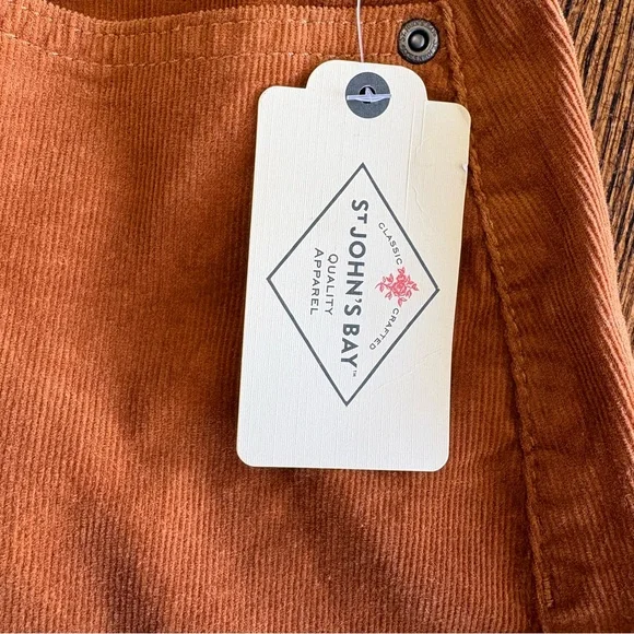 NWT St. John’s Bay Corduroy Skirt Size 14 Rust Brown Preppy Secretly Slender - Picture 5 of 12
